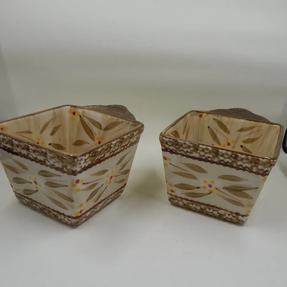 Temp-Tations by Tara Old World Brown 10 Oz Ramekins Dishes Ovenware Set of 2